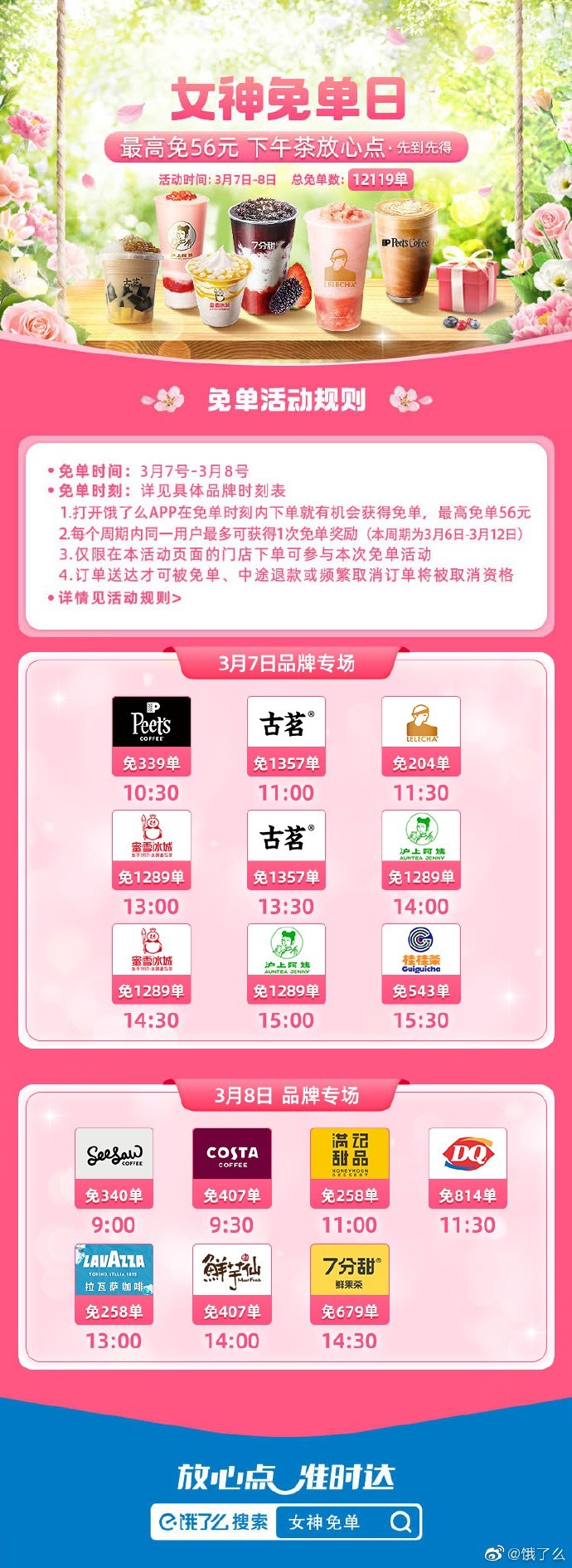 饿了么免单活动答案3.8最新2023-饿了么免单活动时间2023妇女节专场